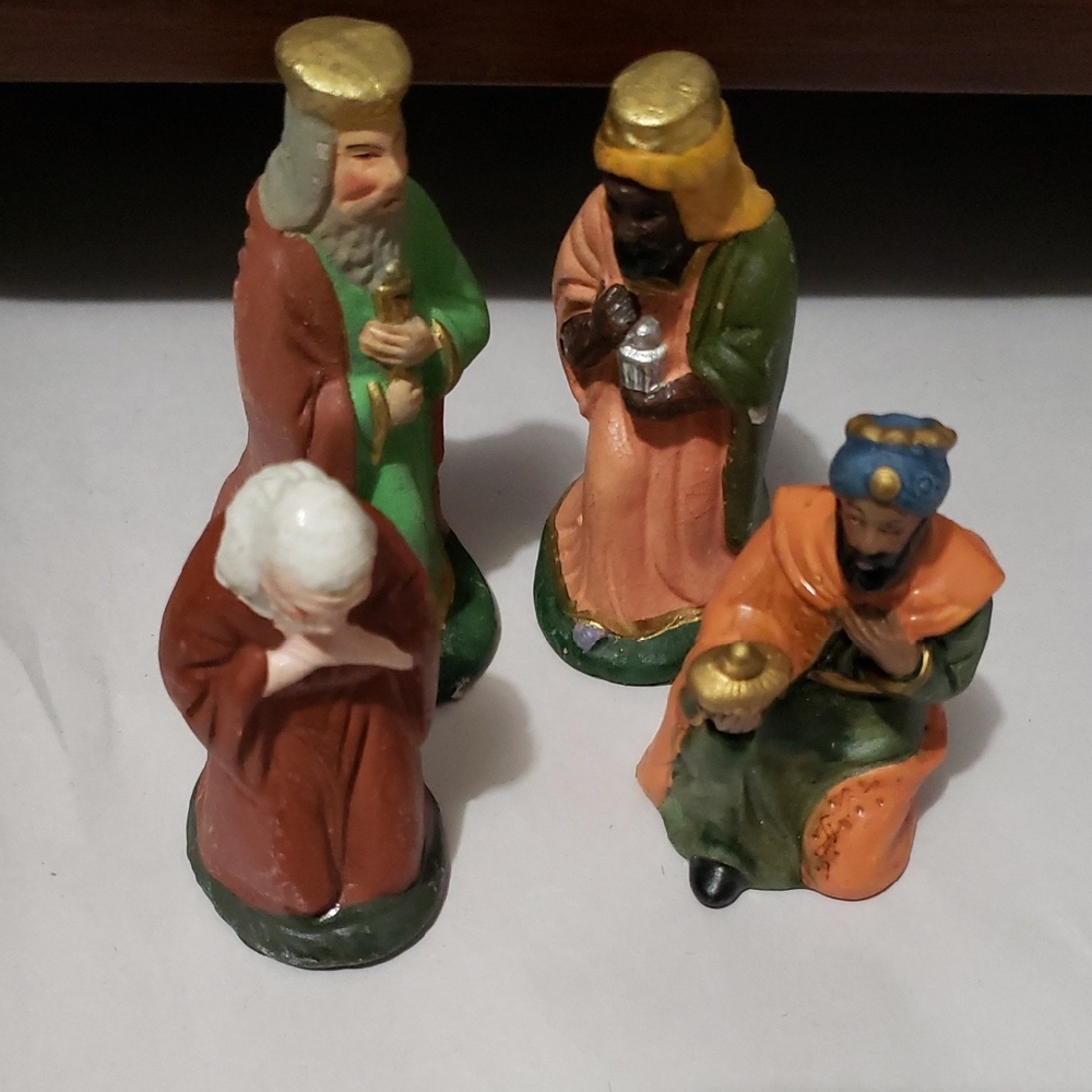 Vintage Colorful Holiday Nativity Figurines Collection Set‎ (4)